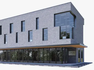 commercial building Low-poly 3D model 2