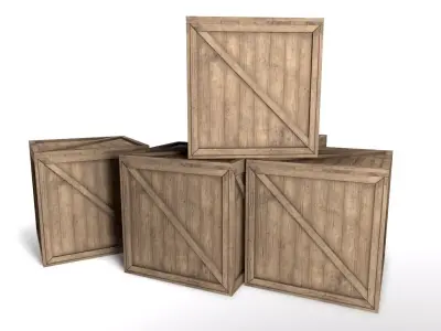 Wooden Crate Box Low-poly 3D model