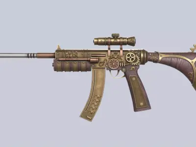 Steampunk gun Low-poly 3D model shop