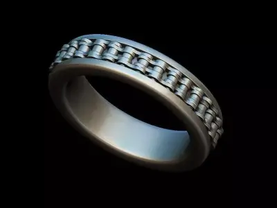 Bike Chain Band Ring Ring Size 10 US   3D Printable Model 3D print model