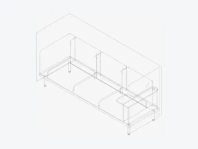 Furniture - Sofa - Contemporary - Flame - - Work Shelf - Right Low-poly 3D model