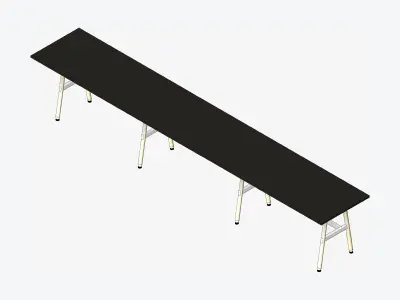 Desk - Timberline - Workstation - Sgl - Side - 3 - Person - Mid Low-poly 3D model