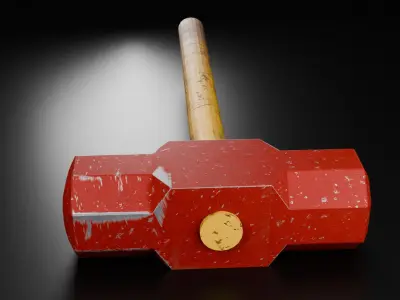 Sledge Hammer Low-poly 3D model buy