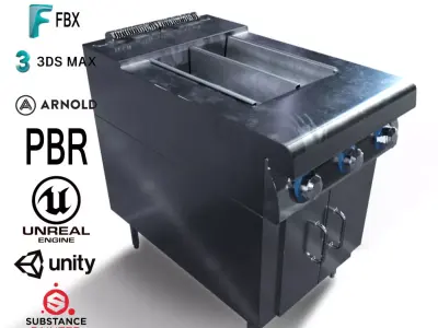 Stainless Steel Modern Restaurant Gas Stove Free low-poly 3D model