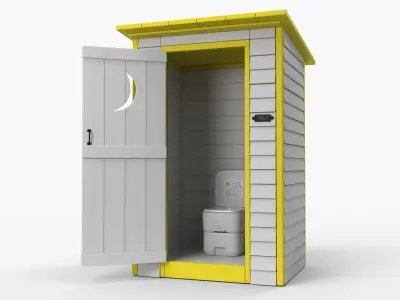 Rustic Toilet Hut with Camping Toilet 3D model