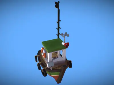 Stylized Cartoon Boat Game Ready Low-poly 3D model