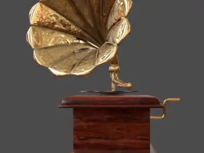 Gramophone Music Box Record Player Low-poly 3D model