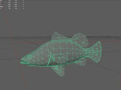 Bass fish Low-poly 3D model 3