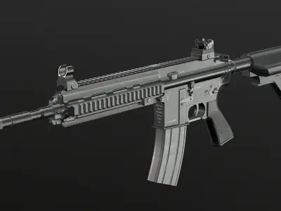 HK416 Assault Rifle Low-poly 3D model
