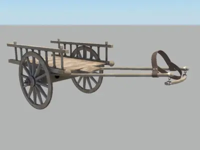 Horse van cart Low-poly 3D model