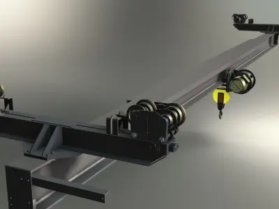 Crane tow bar for truck 3D model