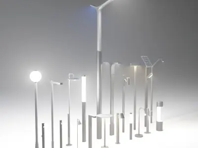 Pack Of Modern Street Lamps Free low-poly 3D model