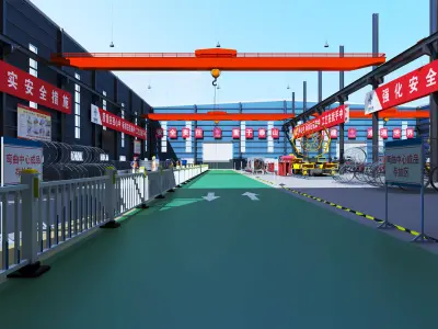 Inside the steel bar production factory 3D model