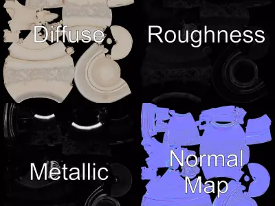 Elegant Silver Sugar Bowl model pack Low-poly 3D model