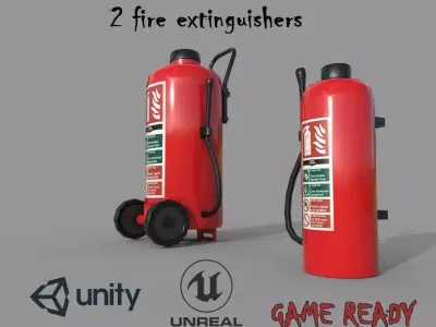 2 Fire Extinguishers Low-poly 3D model