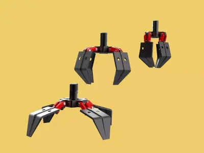 CRANE ATTACHMENT ARM GRABBER GRAPPLE HOOK JAW TONG CRAWLER HOOK 3D model