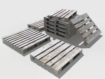Industrial Wooden Pallet 2 PBR Low-poly 3D model