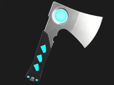 Sci-Fi Hatchet Low-Poly PBR Free low-poly 3D model