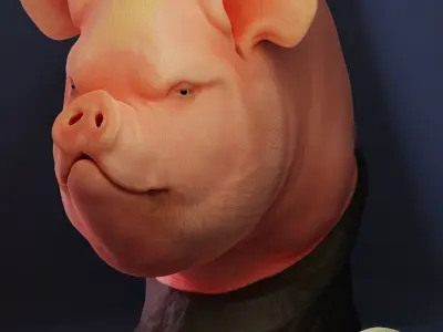 Pig bust sculpture 3D model