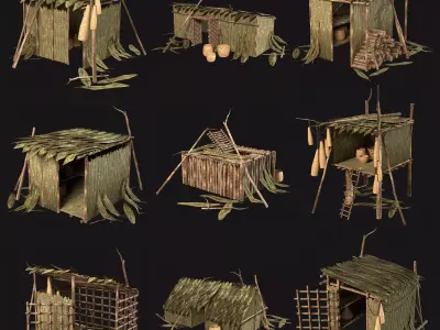 JUNGLE SWAMP STORAGE WAREHOUSE WORKSHOP ROOFING COLLECTION Low-poly 3D model