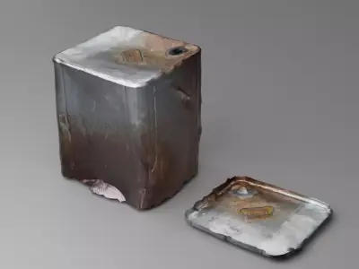 Low-Poly Scanned Grunge Metal Box with a lid  3D model