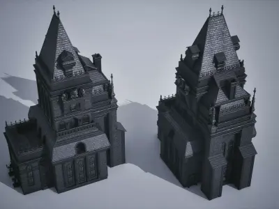 FREE Dark Fantasy Gothic Environment Kitbash Free low-poly 3D model