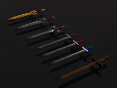  Low Poly Fantasy Sword Set Low-poly 3D model