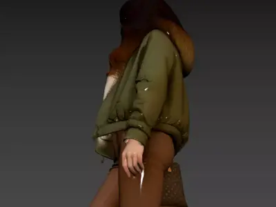55- Office Worker Wearing Military Jacket and Bag 3D model