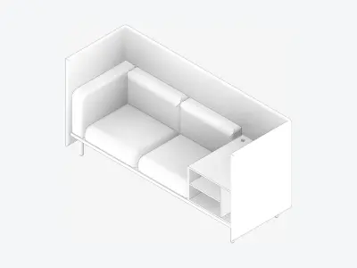 Furniture - Sofa - Contemporary - Flame - Corner Shelf - Right Low-poly 3D model