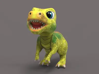 Baby Rex Toon Low-poly 3D model