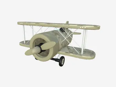 Airplane Cartoon A09 Desert Camouflage - Classic Aircraft Low-poly 3D model