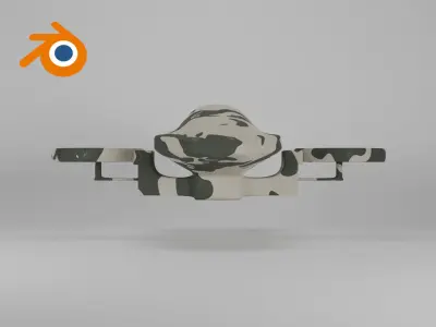 Military drone with propellers painted in camouflage 3D model