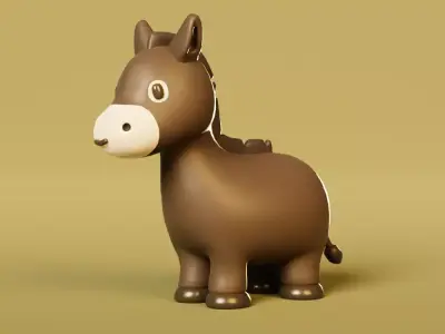 Donkey cute cartoon Low-poly 3D model