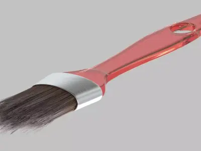 Paintbrush with red acrylic handle 3D model