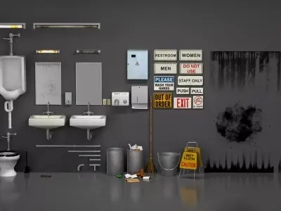 Modular Restroom Props Pack  Low-poly 3D model