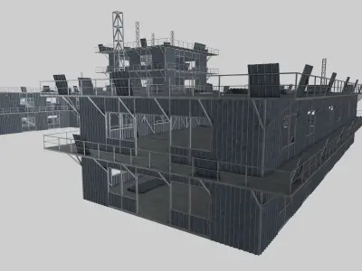 Rusty Metal Steel Construction Building 2 Free 3D model