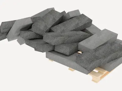 concrete bricks pallet 3 3D model