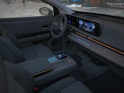 Modern Electric SUV Black Rigged 3D model