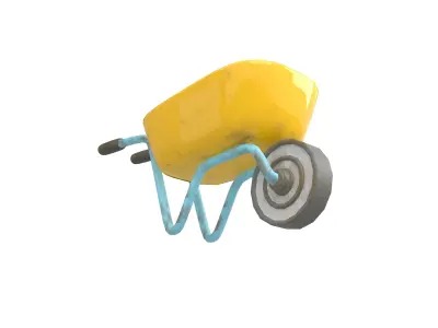Cartoon Wheelbarrow v3 001 Low-poly 3D model