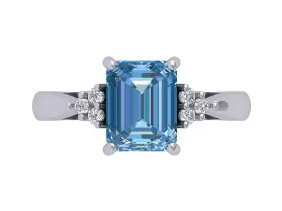 Emerald Solitaire Ring 3D print model 51