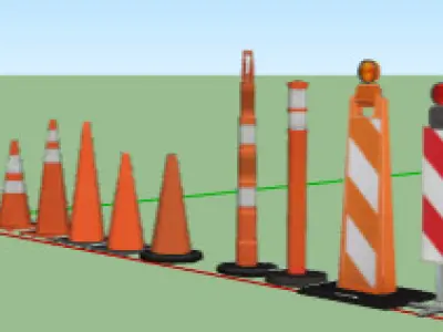TrafficBarrier Cone Set 7 Unique Quality 3D Models Low Poly Game Free low-poly 3D model