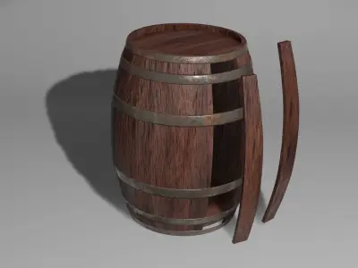 Wooden barrel with barrel hoop with 4k textures included 3D model