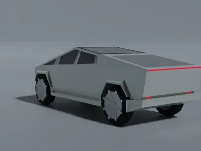Cybertruck Low poly futuristic car Free low-poly 3D model