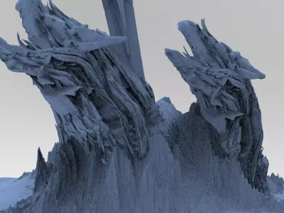 Dragon Clawed Spiked mountain swords 2 3D model