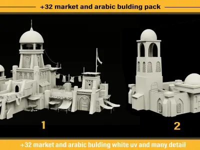 32 market and Arabic buildings pack 3D model