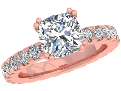 Cushion Stone Ring 3D print model