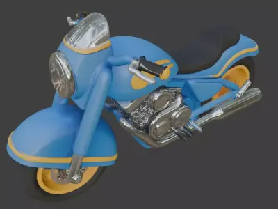Cartoon Motorcycle 3D Model 3D model