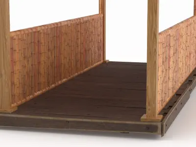 Tropical Bamboo Covered Footbridge 3D model