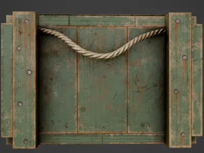 Painted Wooden Ammo Box - PBR Game-Ready Low-poly 3D model