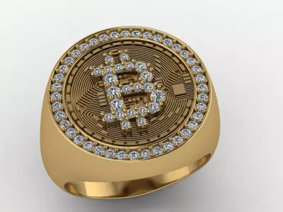 Bitcoin ring 5 sizes Low-poly 3D model